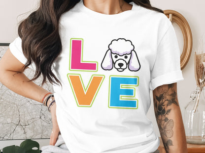 Colorful Love Poodle Graphic Print White T-shirt product