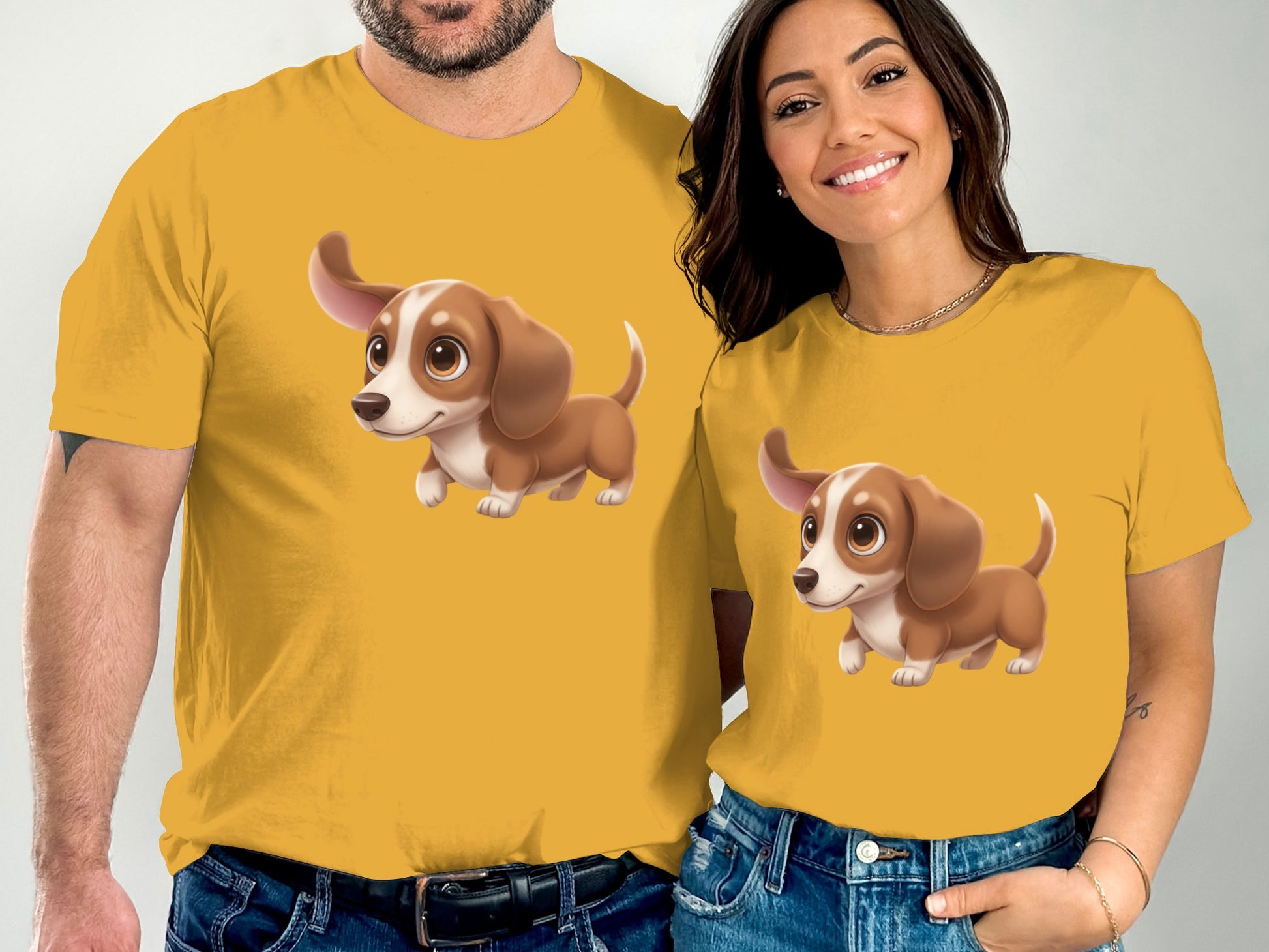 Adorable Cartoon Dachshund Graphic T-Shirt