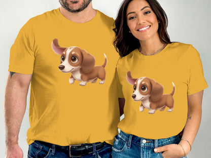 Adorable Cartoon Dachshund Graphic T-Shirt