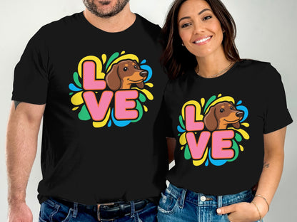 Colorful Love Dachshund Graphic Casual T-Shirt product
