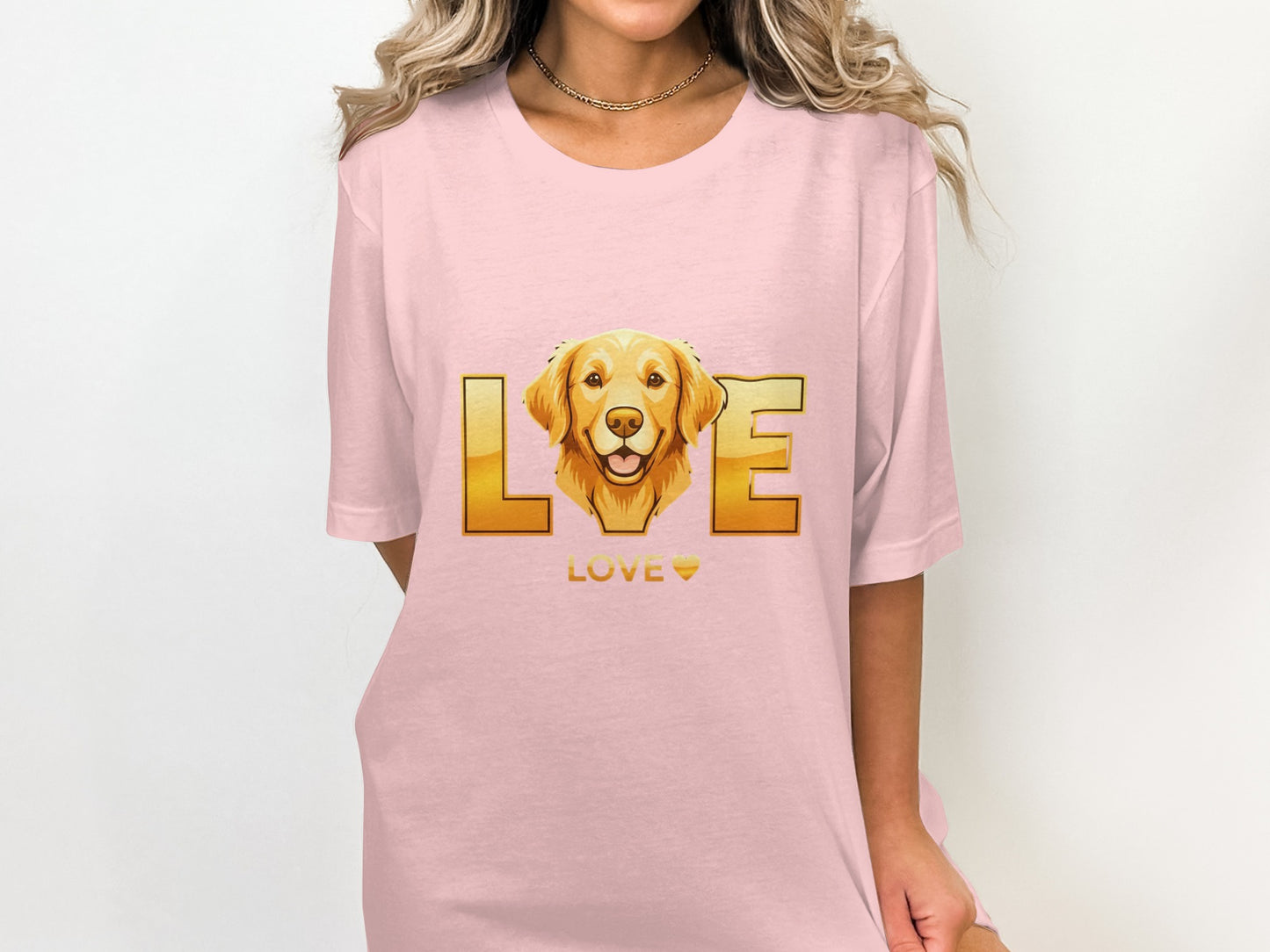 Golden Retriever Dog With Love Letters Design T-Shirts
