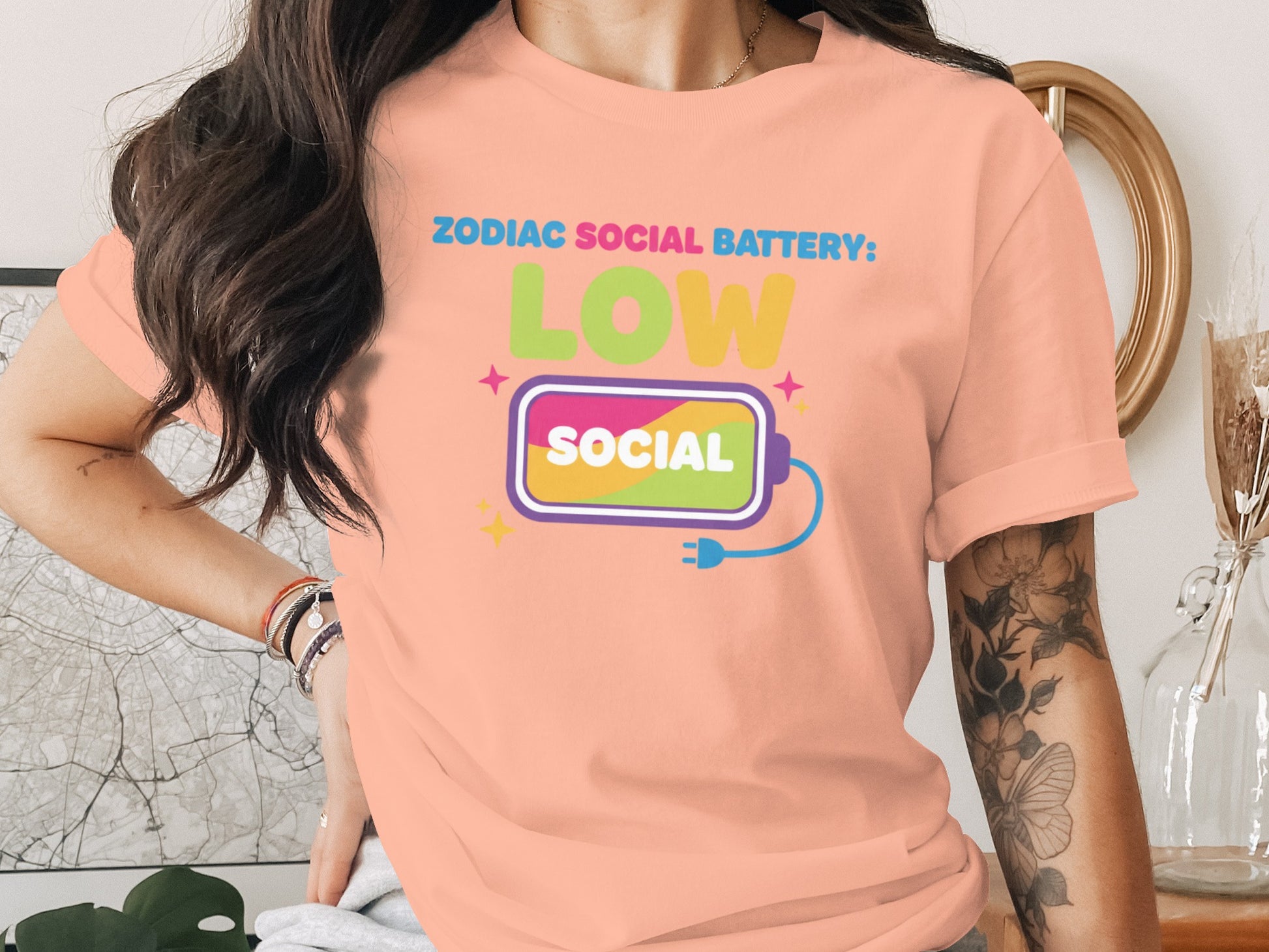 Zodiac Social Battery Low Social Graphic Tee