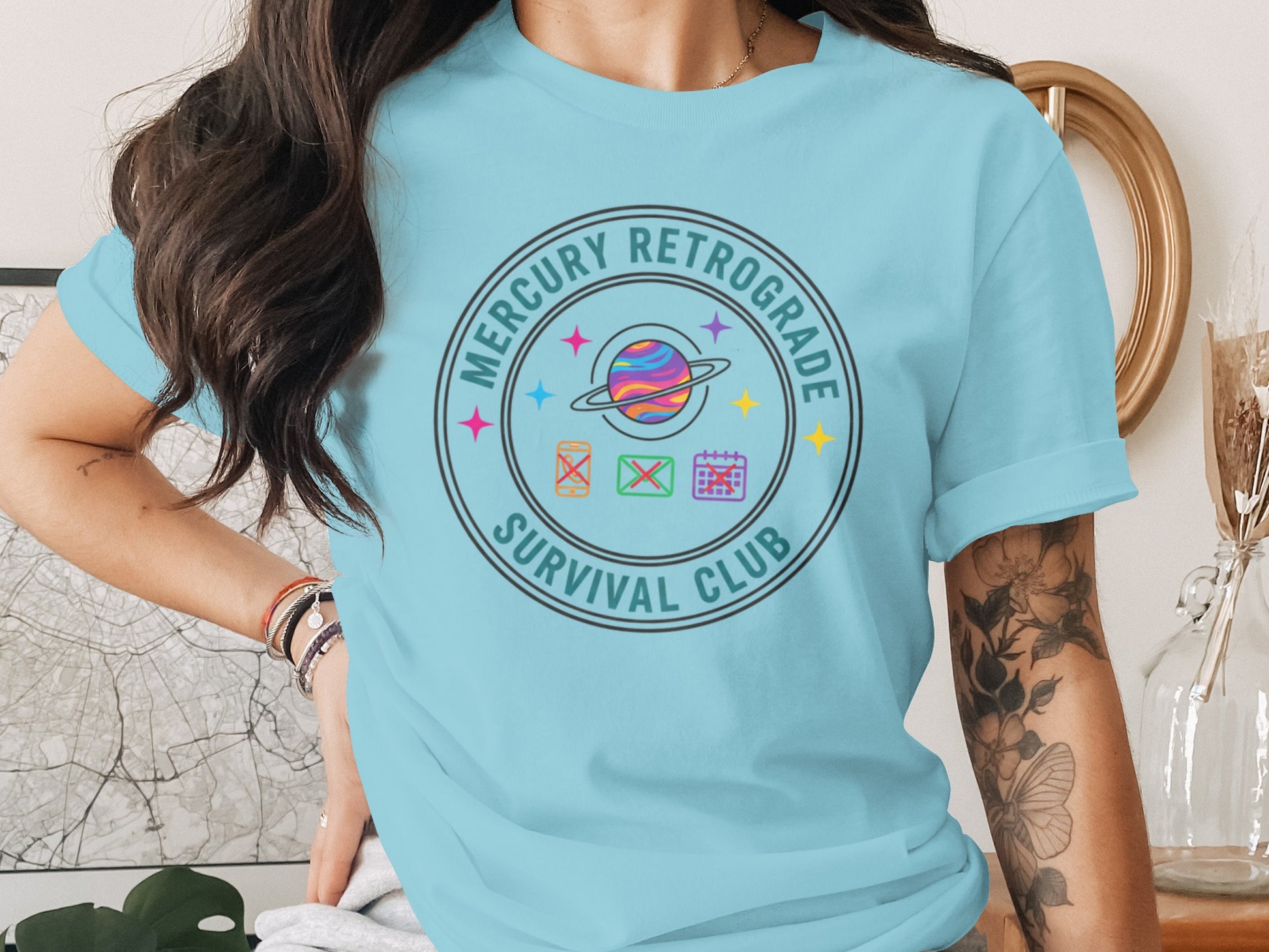 Mercury Retrograde Survival Club Graphic Tshirt