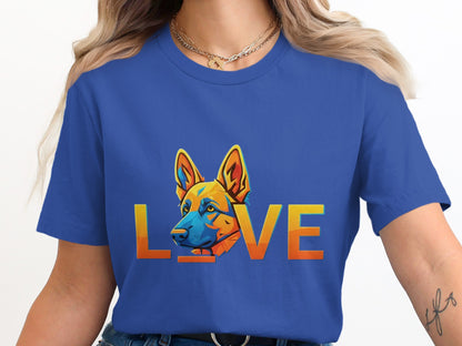 Vibrant Love Graphic Dog Print Blue T-shirt product