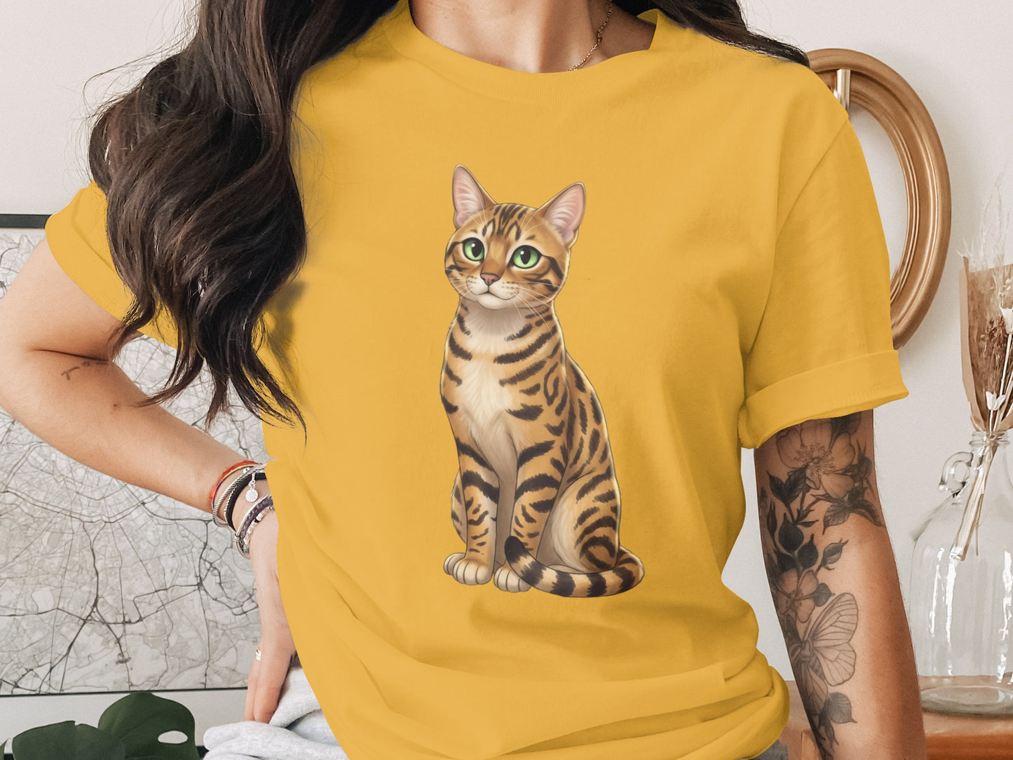 Bengal Cat Illustration Beautiful Cute Kitty Artwork T-Shirt Mug Tote Bag Sticker