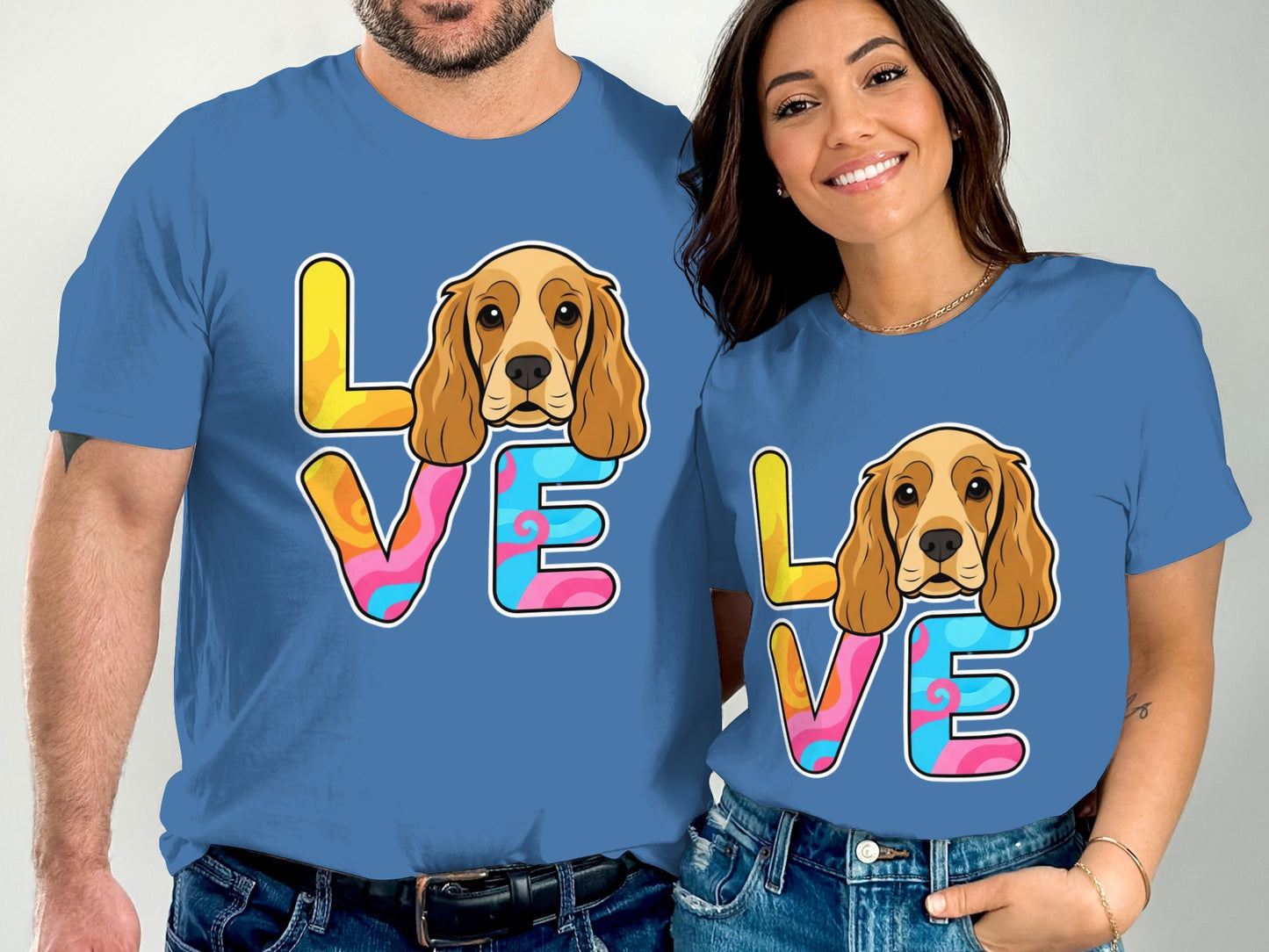 Cute Matching Couple Dog Design Love T-shirt Product