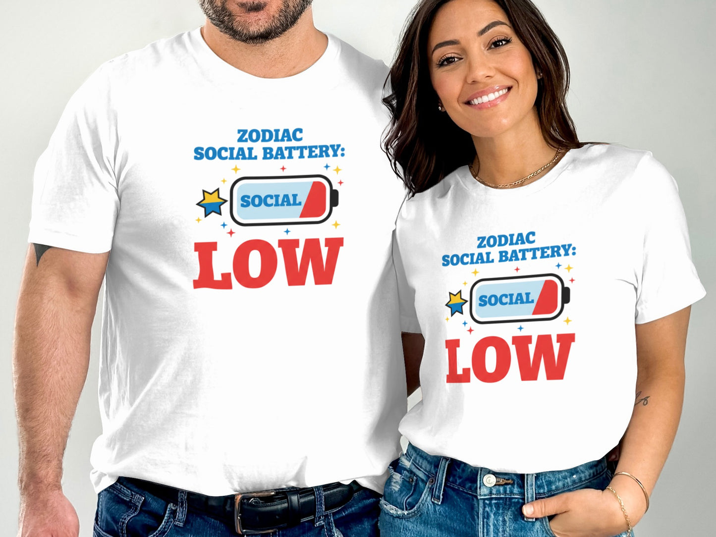 Zodiac Social Battery Low Funny T-Shirt for Introverts