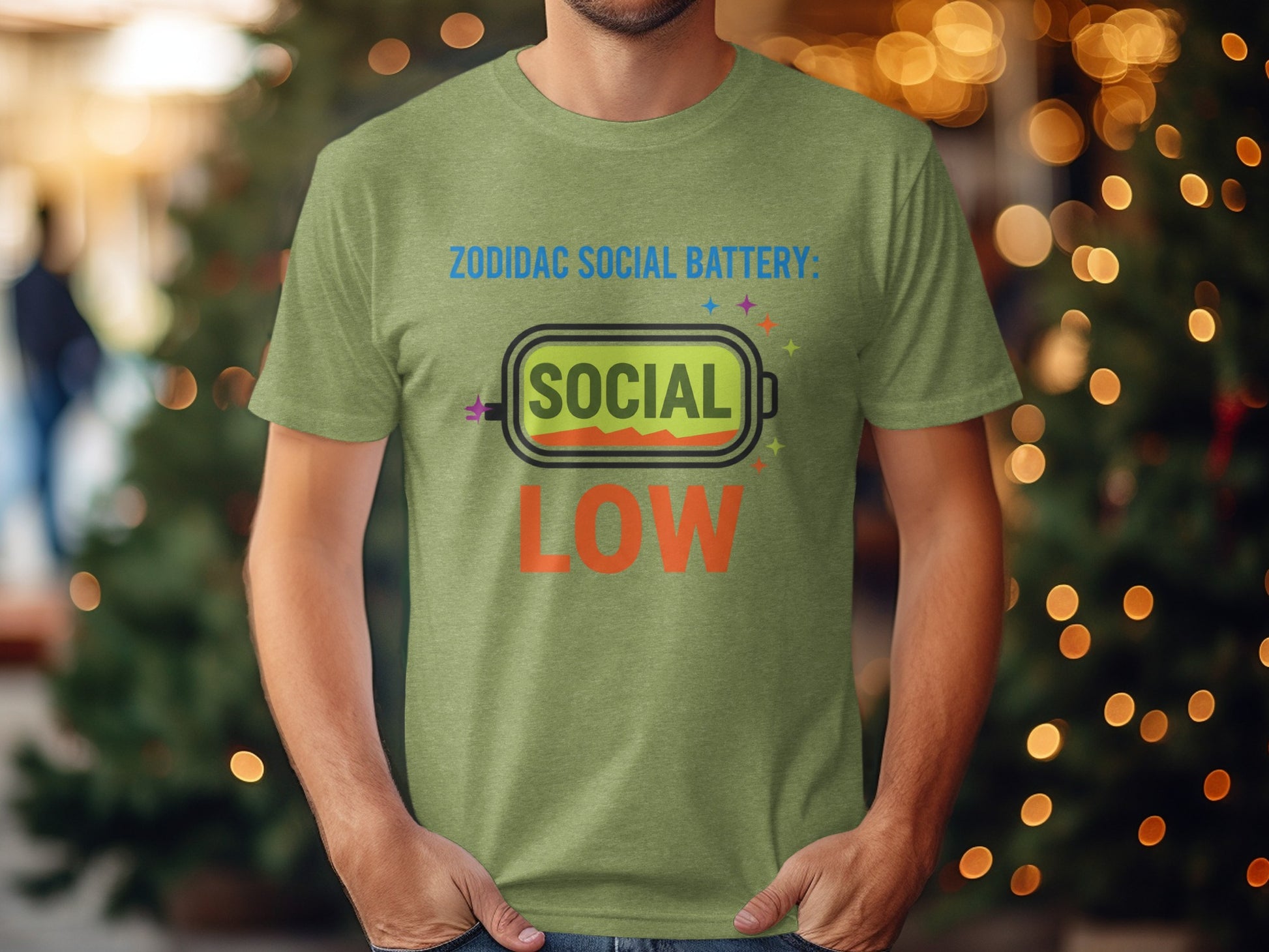 Zodiadac Social Battery Low Humorous Graphic Shirt