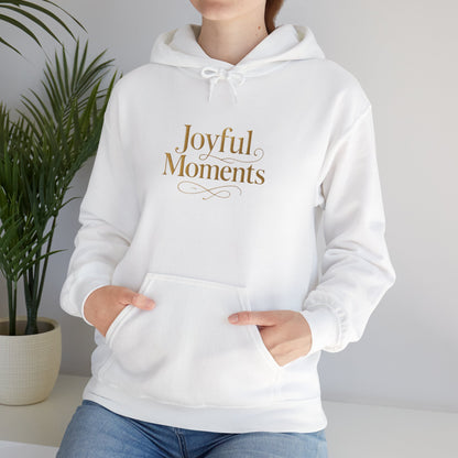 Joyful Moments Hoodie — Minimalist Gold Script Hooded Sweatshirt