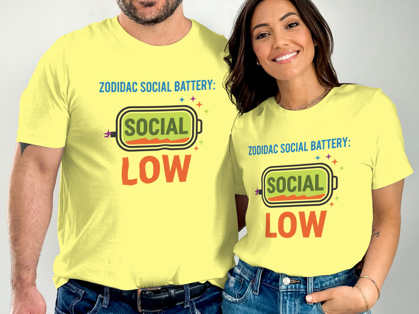 Zodidac Social Battery Low Printed Tee for Casual Style