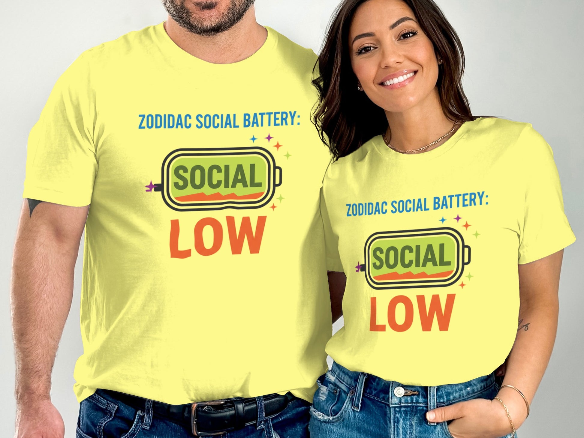 Zodidac Social Battery Low Printed Tee for Casual Style