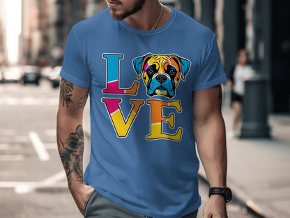 Boxer Dog Portrait LOVE Colorful Design Unique T-Shirt