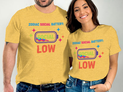 Zodiac Social Battery Low T-shirt