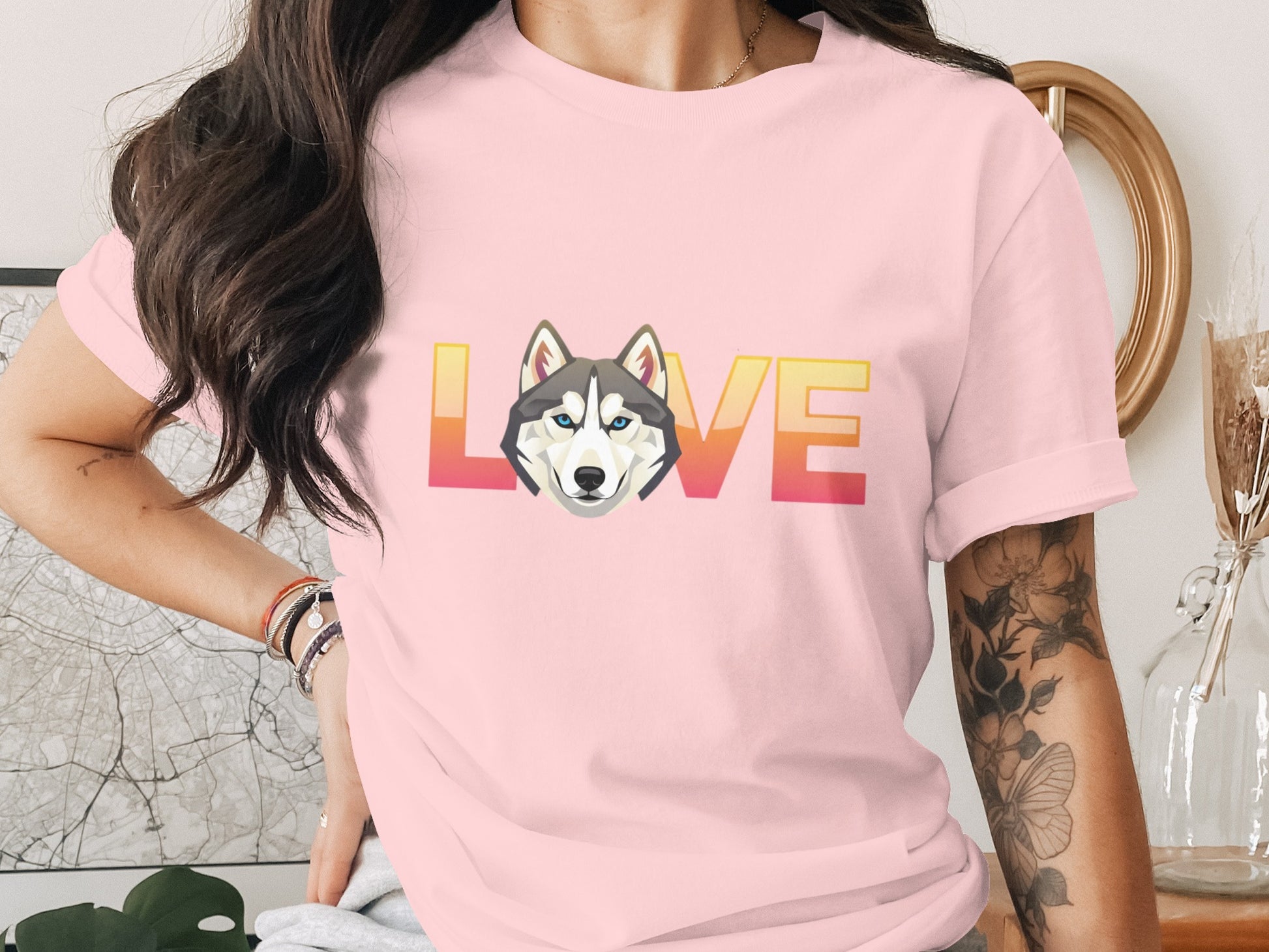 Love with Husky Face Graphic T-Shirt product