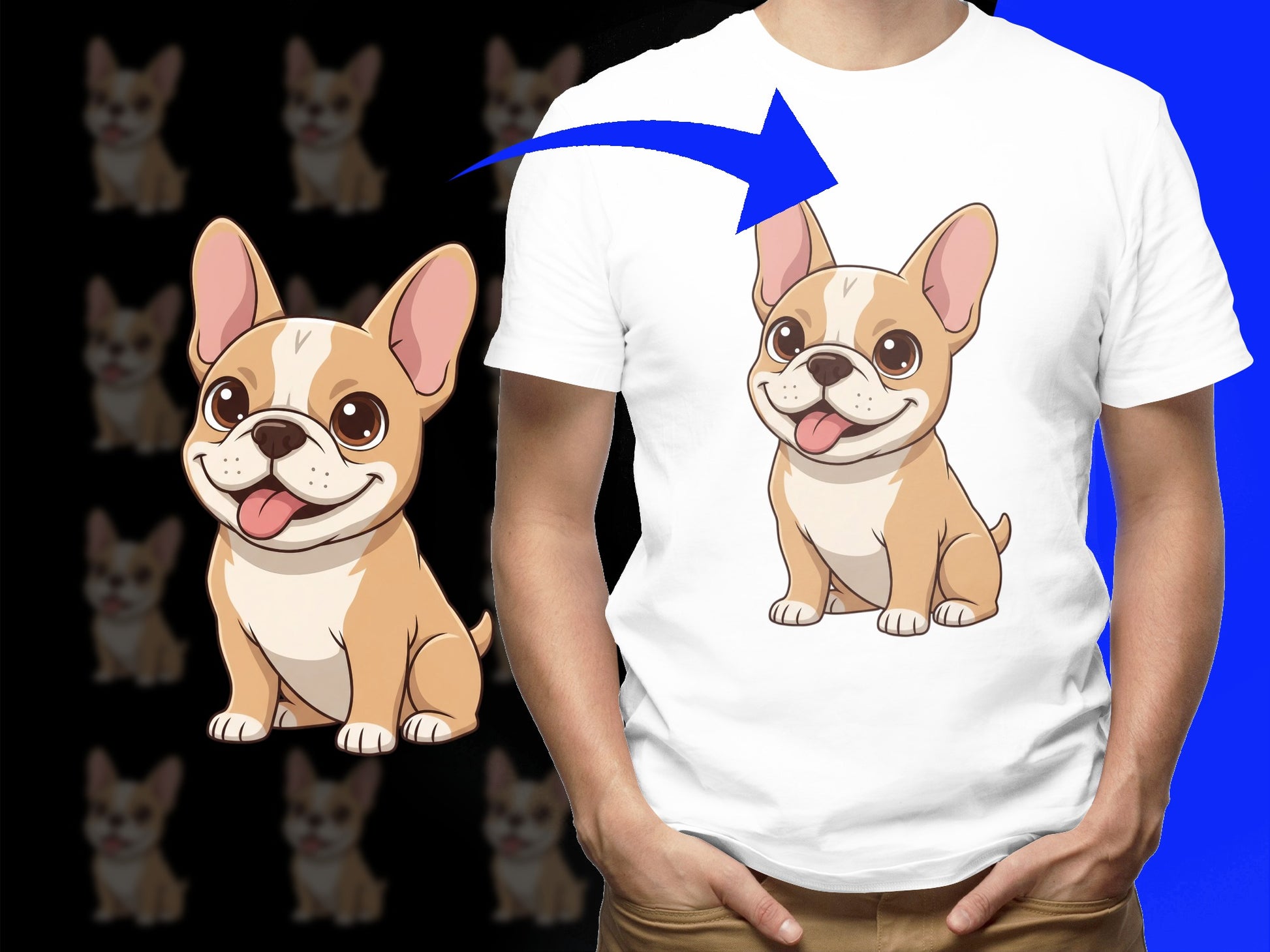 Cute French Bulldog T-Shirt, Cartoon Frenchie Graphic Tee, Unisex Dog Lover Gift, Soft Cotton Shirt
