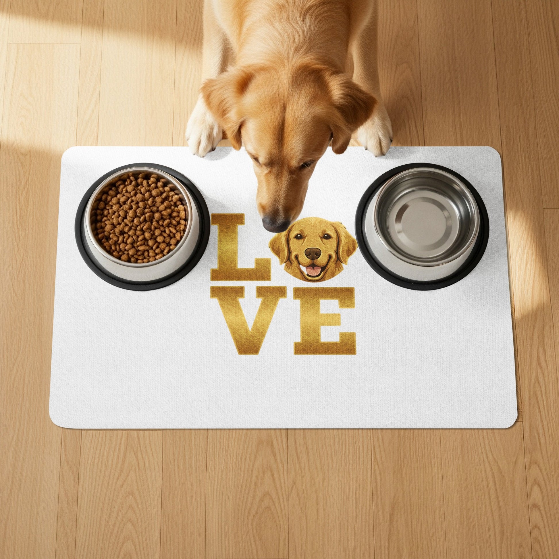 Love Golden Retriever Pet Food Mat product