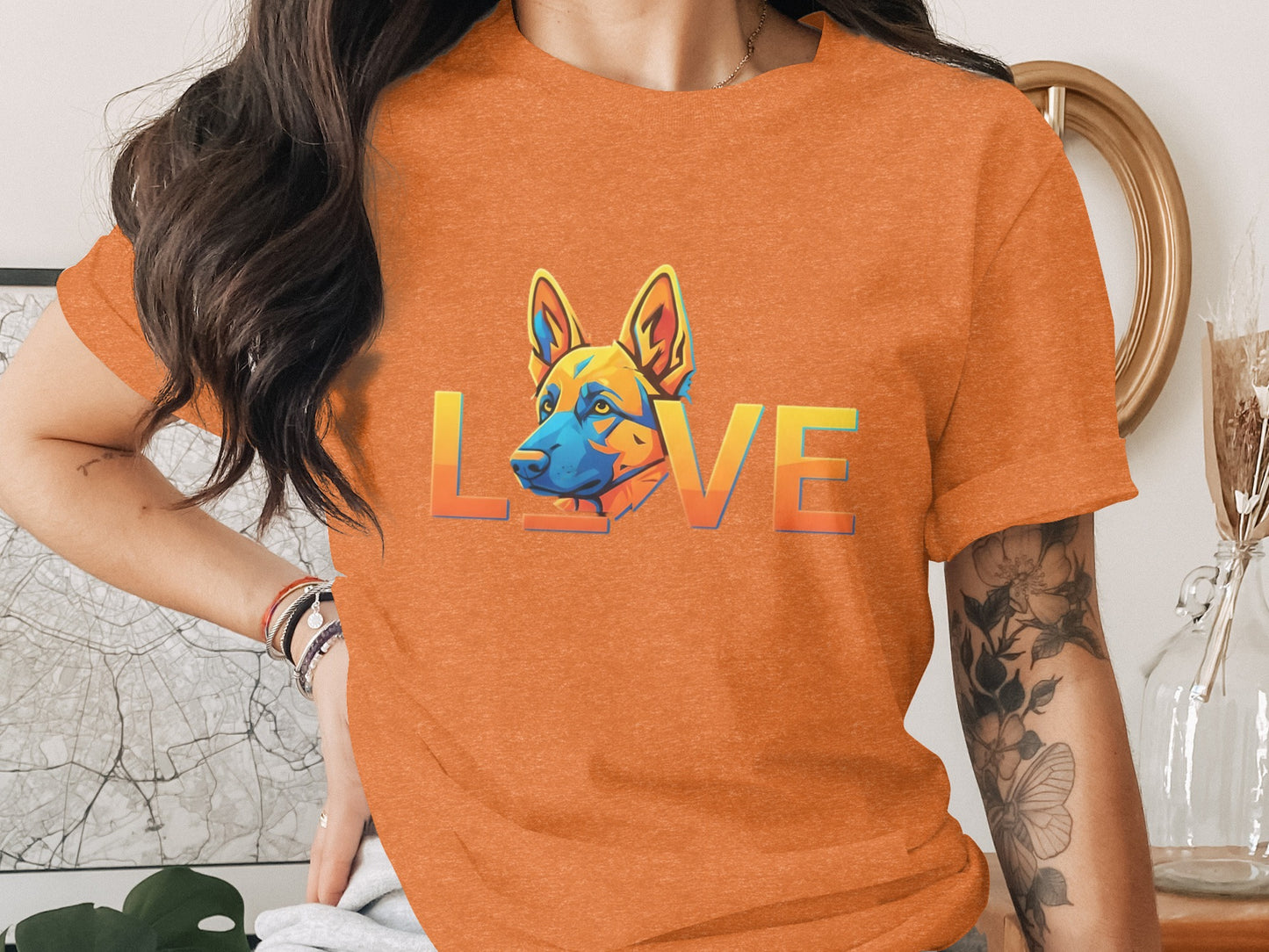 Love Colorful Dog Design Printed T-Shirt product type