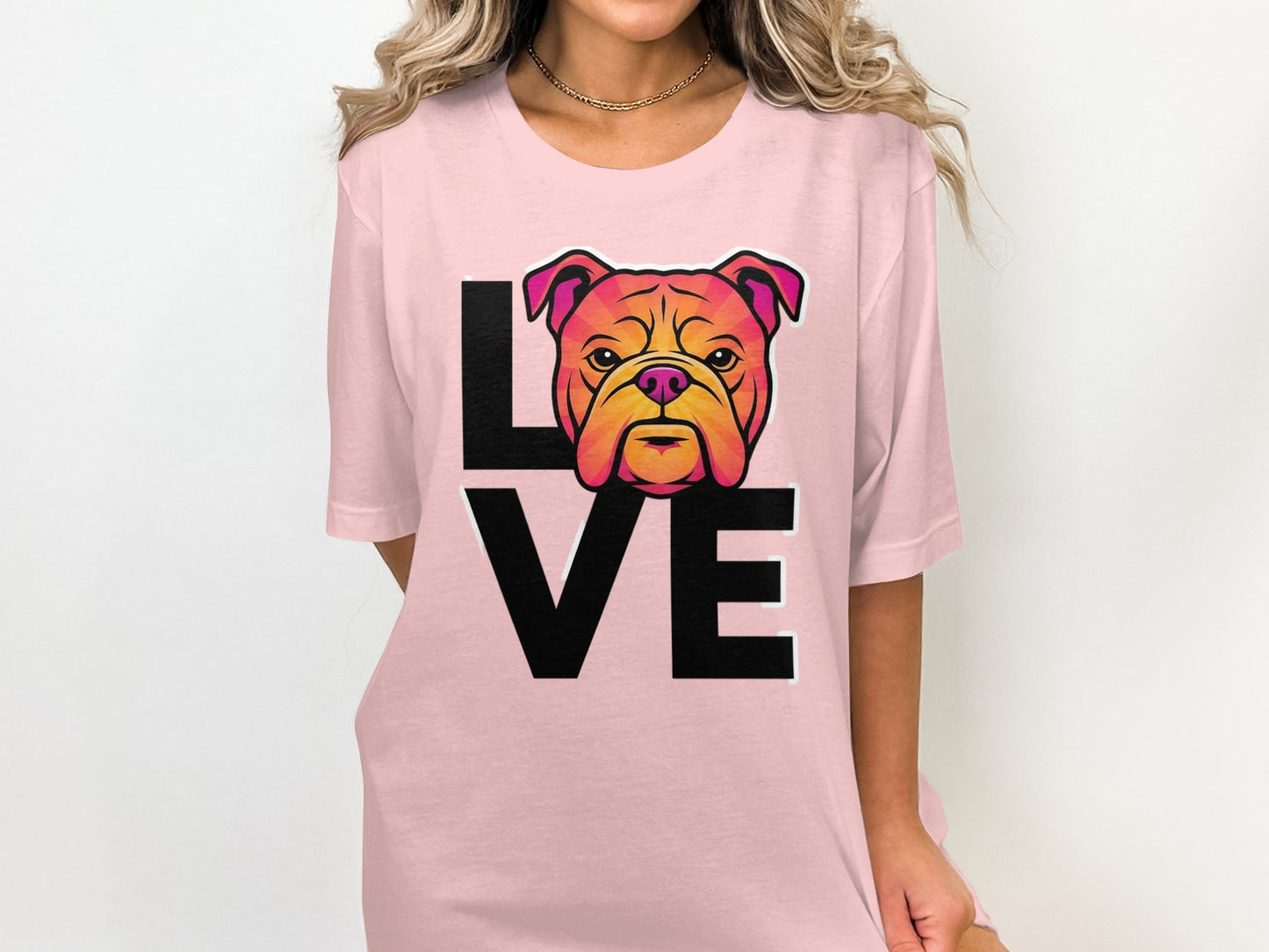 Love Bulldog Graphic Pink T-Shirt product