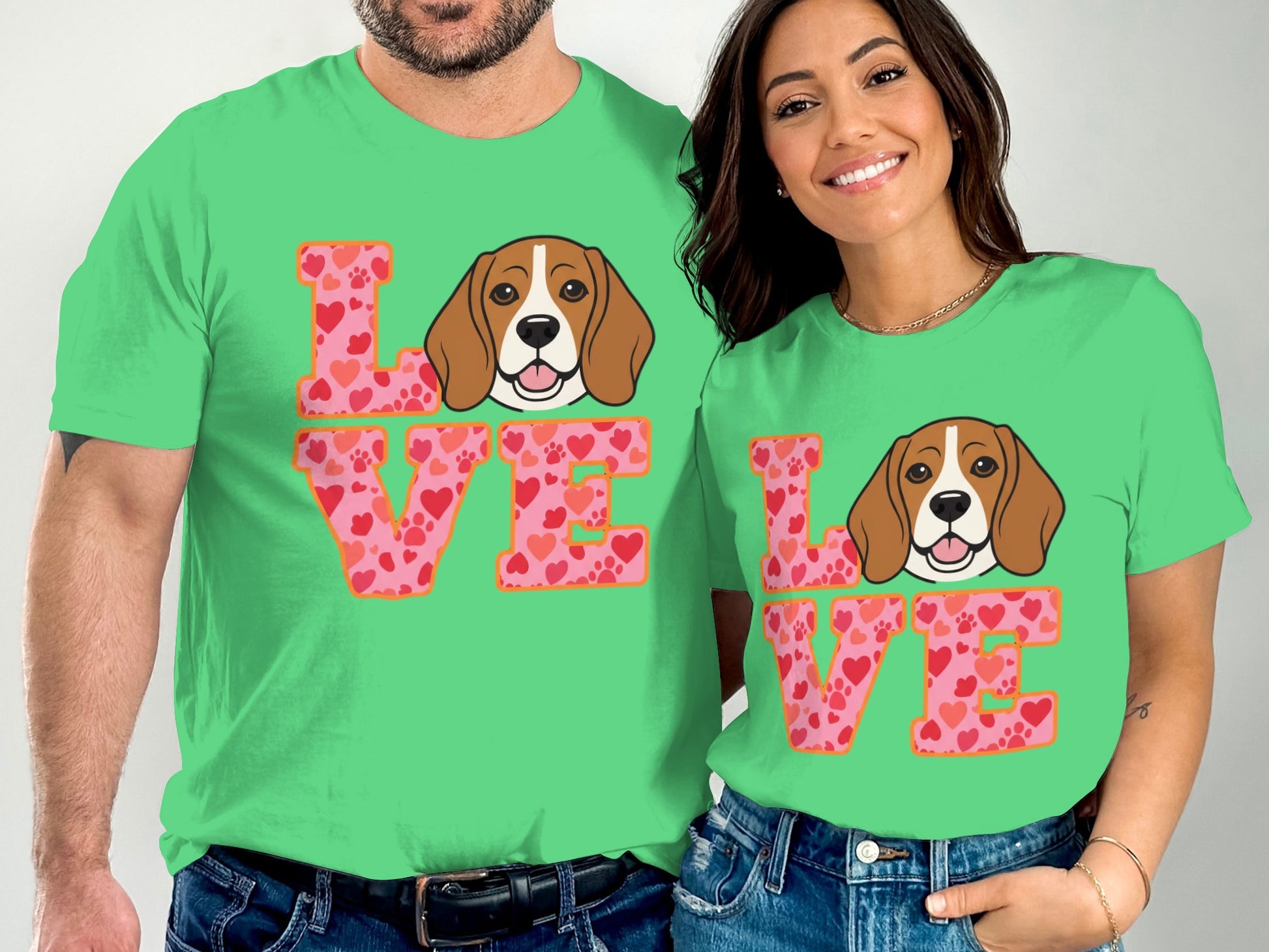 Love Beagle Heart Design Matching Couples Shirt product type