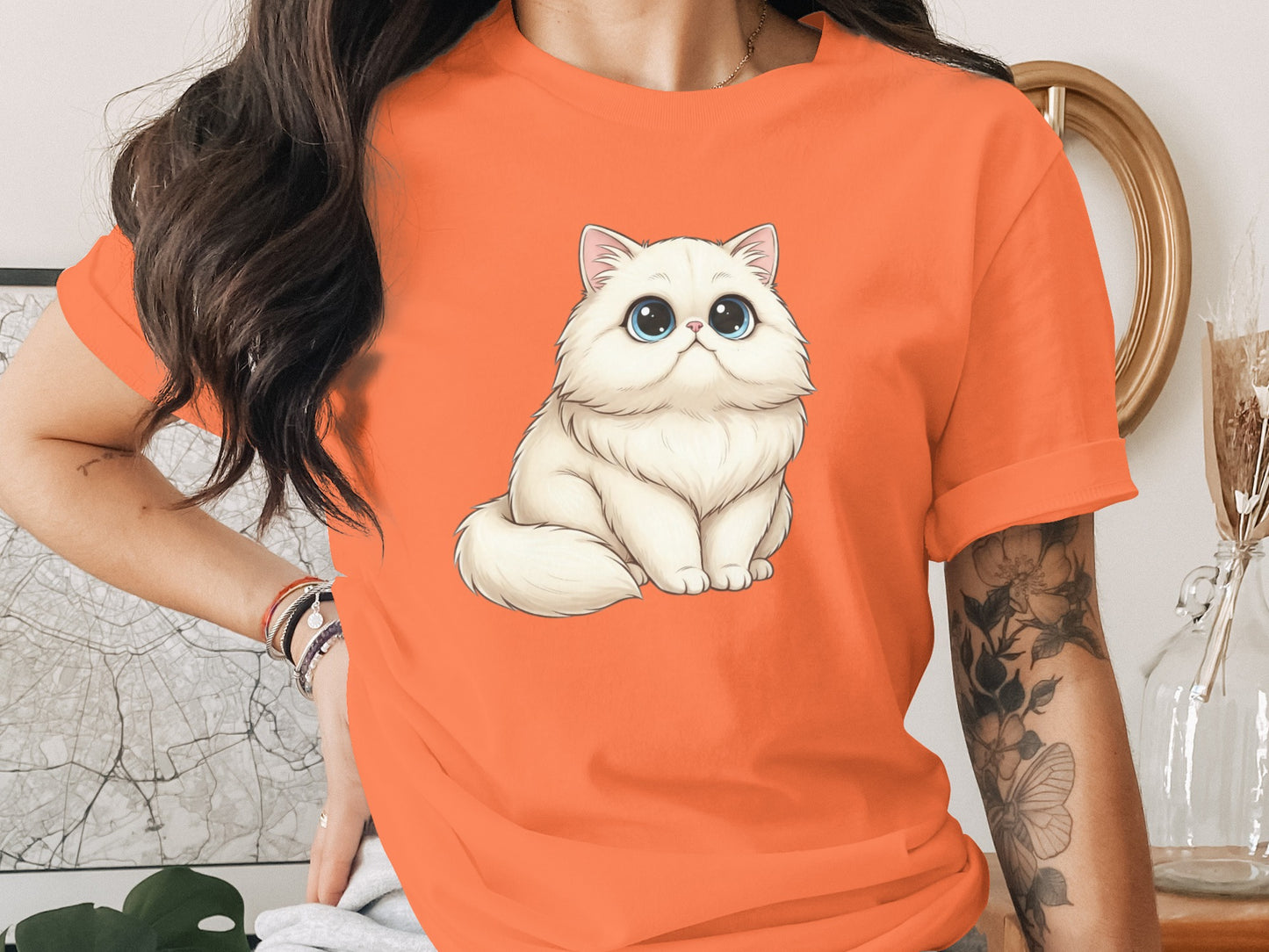 Cute Cartoon Cat with Big Eyes T-shirt