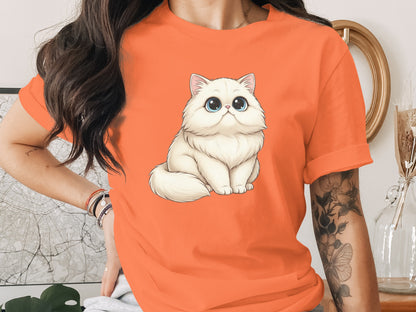 Cute Cartoon Cat with Big Eyes T-shirt