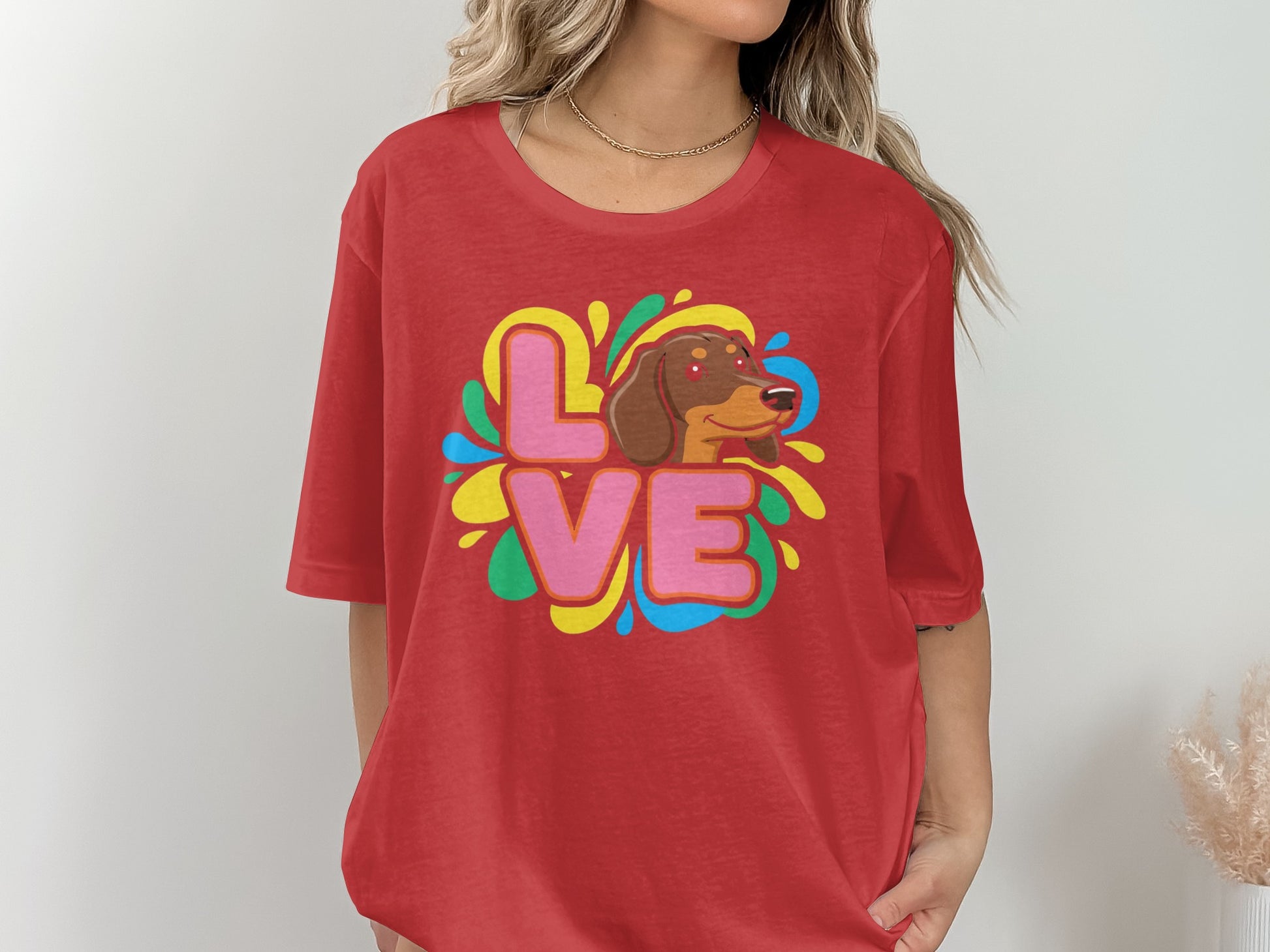 Colorful Love Dog Graphic Oversized T-Shirt product