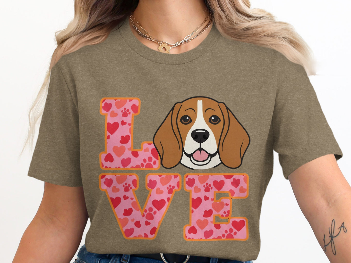 Cute Beagle Dog Valentine Love Graphic Tee product type