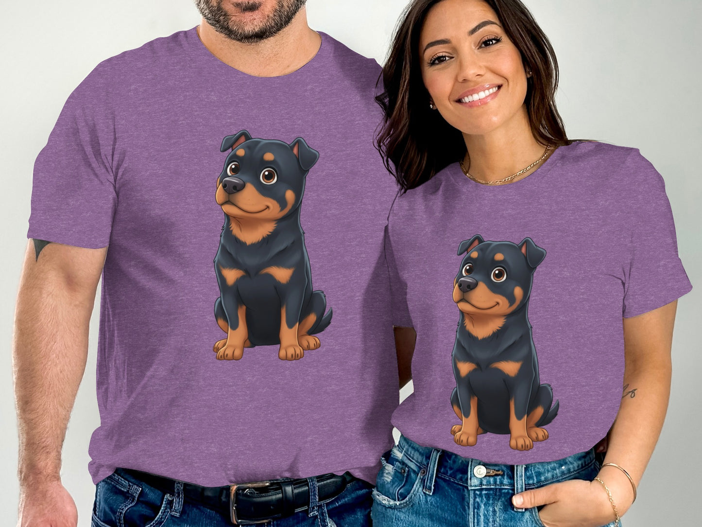 Cute Rottweiler Dog Graphic Matching T-shirt