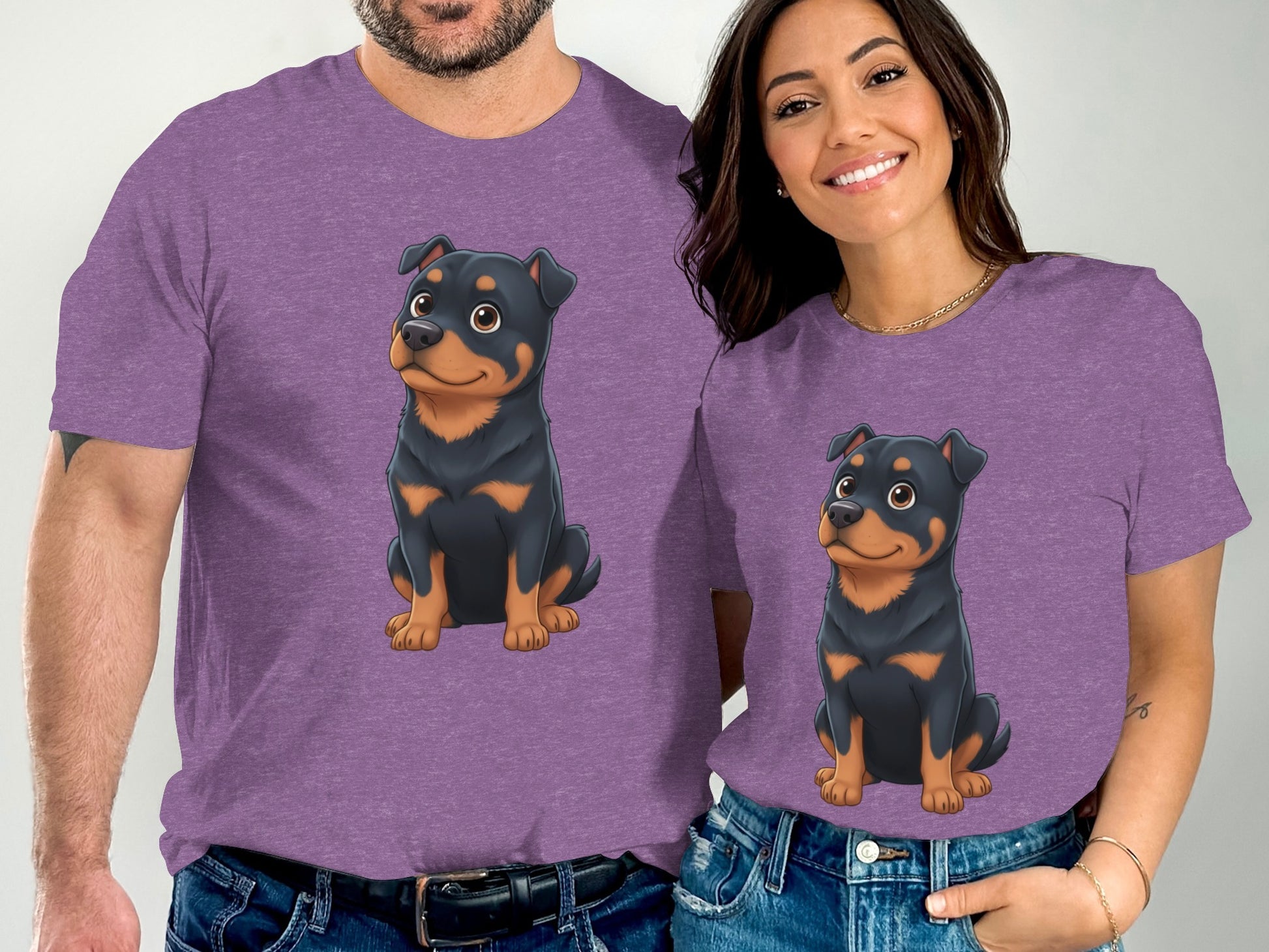 Cute Rottweiler Dog Graphic Matching T-shirt