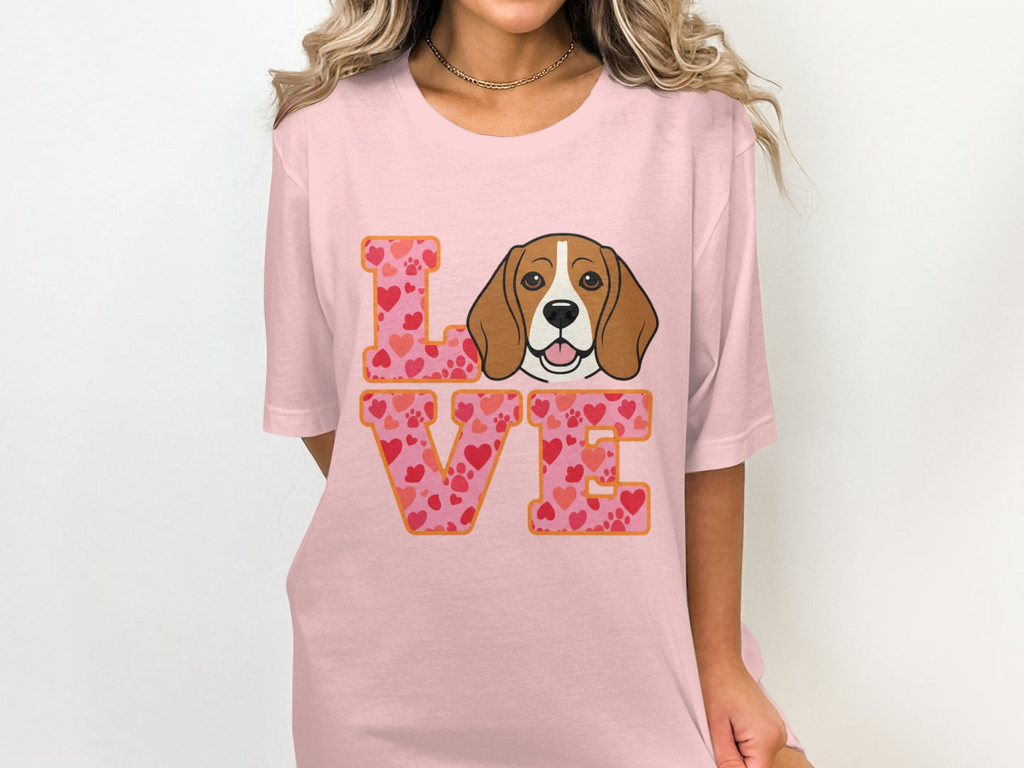Cute Dog Love Graphic Pink T-shirt product