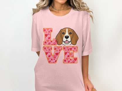 Cute Dog Love Graphic Pink T-shirt product