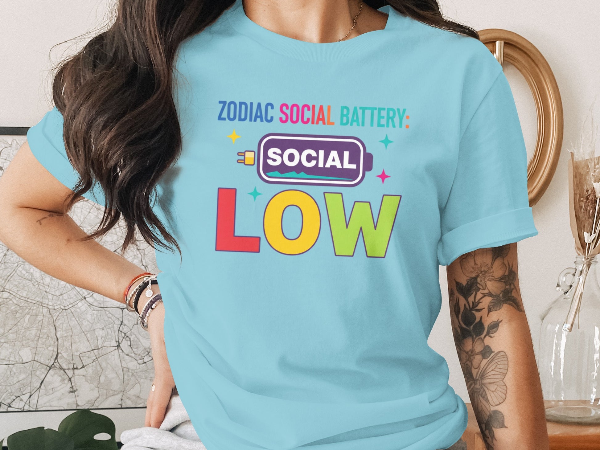 Zodiac Social Battery Social Low T-Shirt