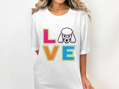 Colorful LOVE Poodle Design Printed Tee product