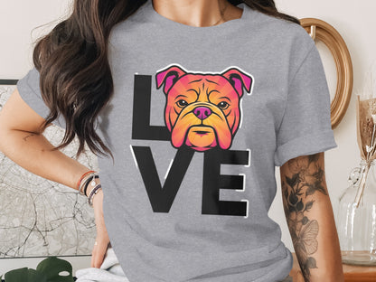 Cute Bulldog Love Graphic Women Cotton Casual T Shirt
