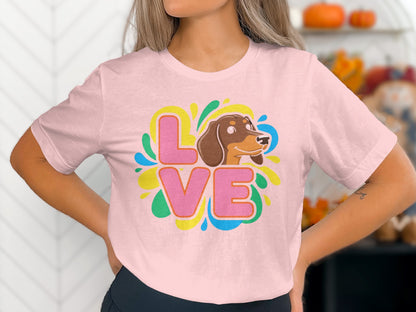 Colorful Love Design Dog Graphic T-Shirt product type