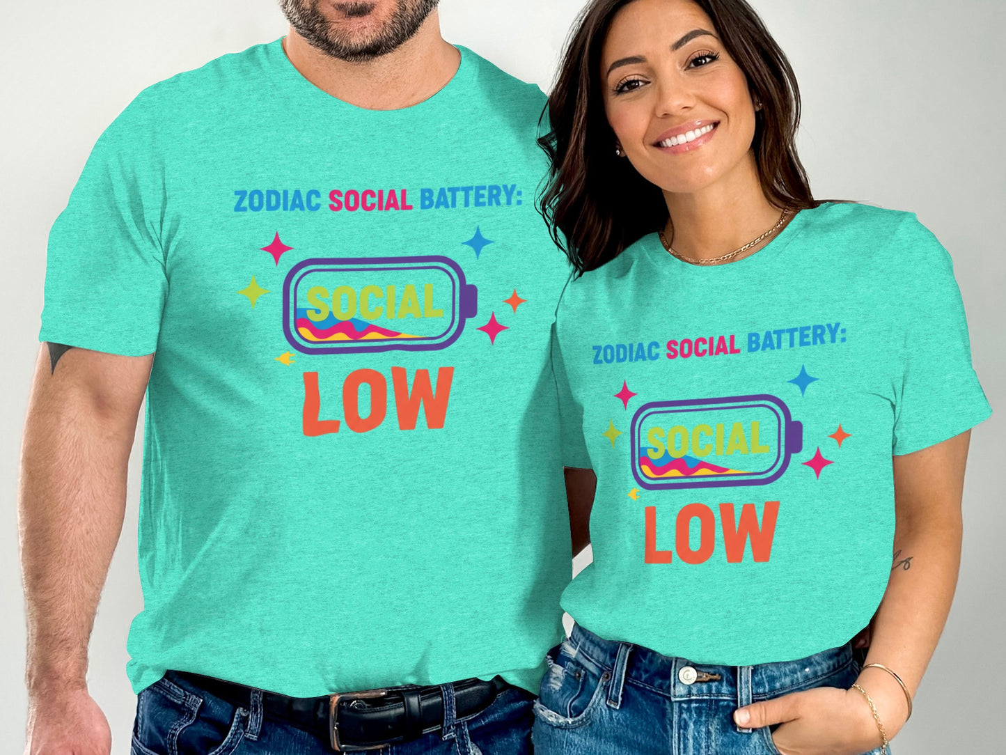 Zodiac Social Battery Social Low Graphic T-Shirt