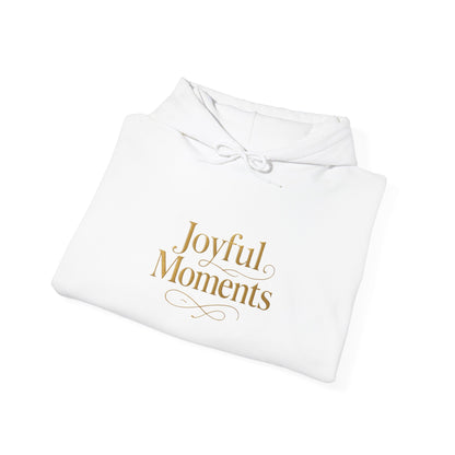 Joyful Moments Hoodie — Minimalist Gold Script Hooded Sweatshirt