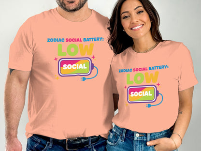 Zodiac Social Battery Low Social Tee