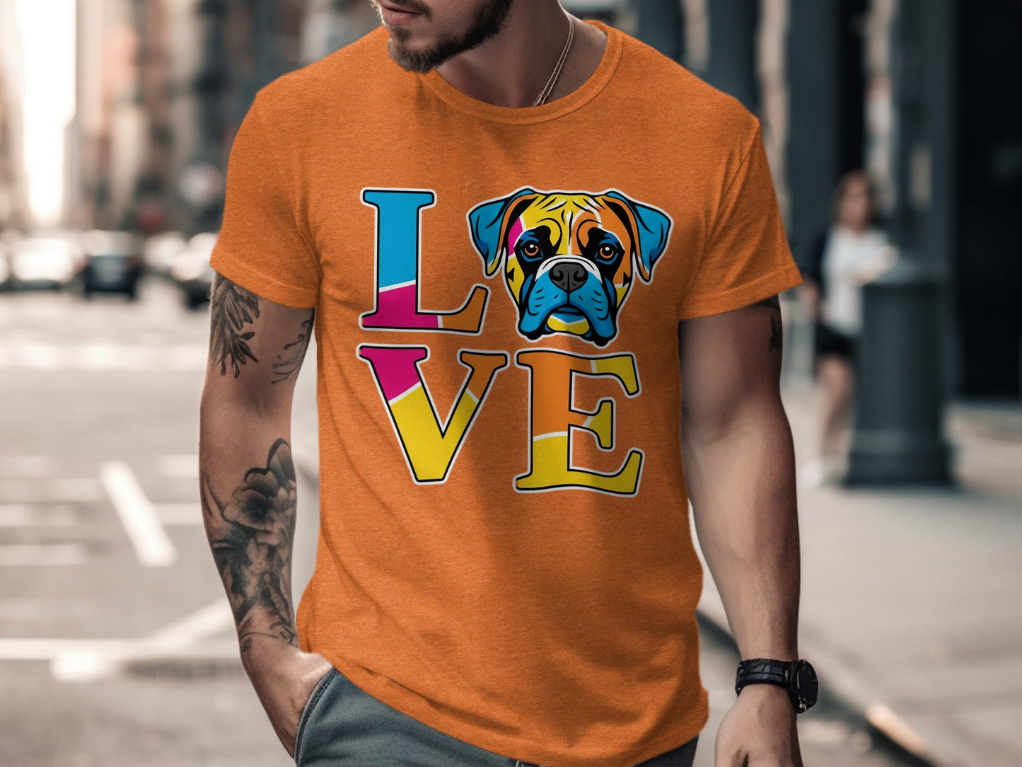 Vibrant Love Dog Graphic Tee Casual Fashion product