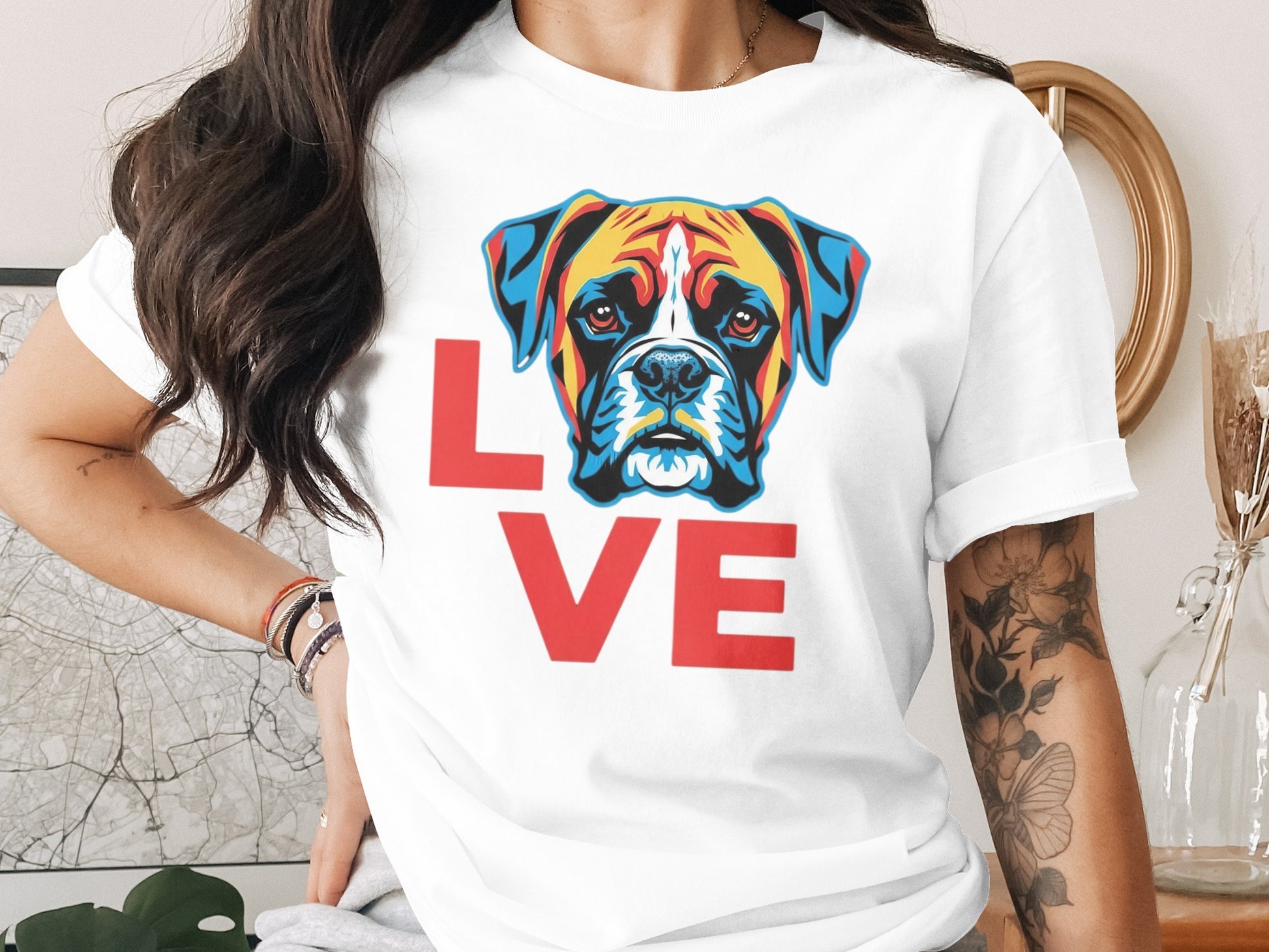 Graphic T-shirt with Colorful Boxer Dog Print product type