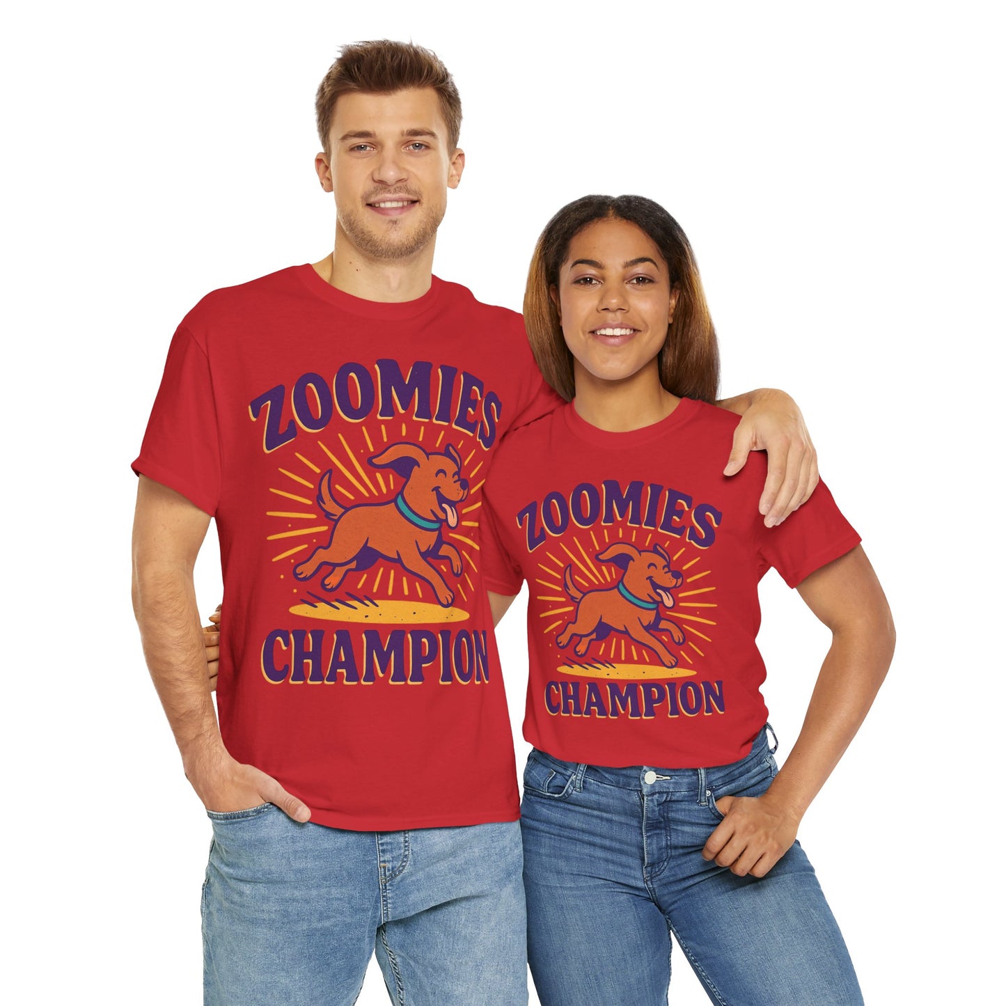 Dog Lover's Zoomies Champion Tee, Unisex Heavy Cotton Tee for Pet Parents, Perfect Gift for Birthdays, Dog Days, Animal Lovers, Casual Wear