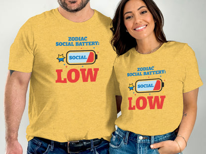 Zodiac Social Battery Low T-shirt