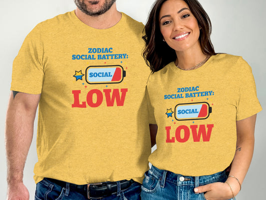 Zodiac Social Battery Low T-shirt
