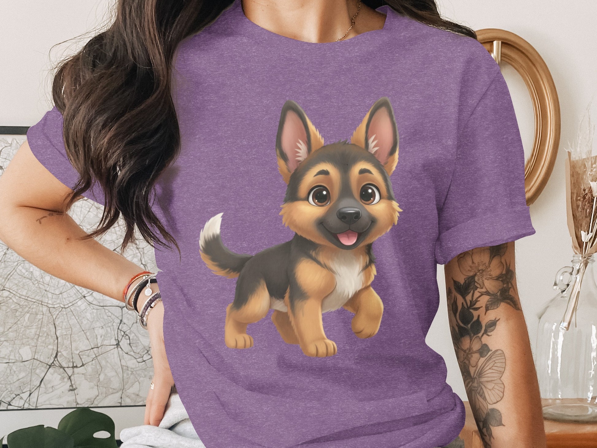 Cute German Shepherd Puppy Illustration Shirt