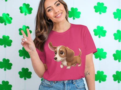 Cute Dachshund Puppy Graphic Pink T-shirt product