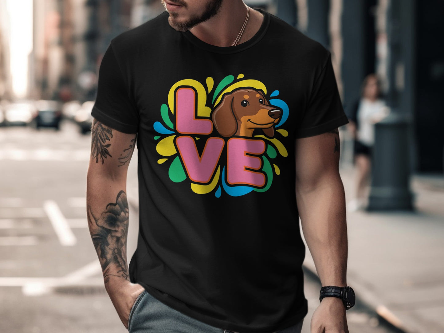 Love Dachshund Colorful Dog Lover Graphic T-Shirt product type