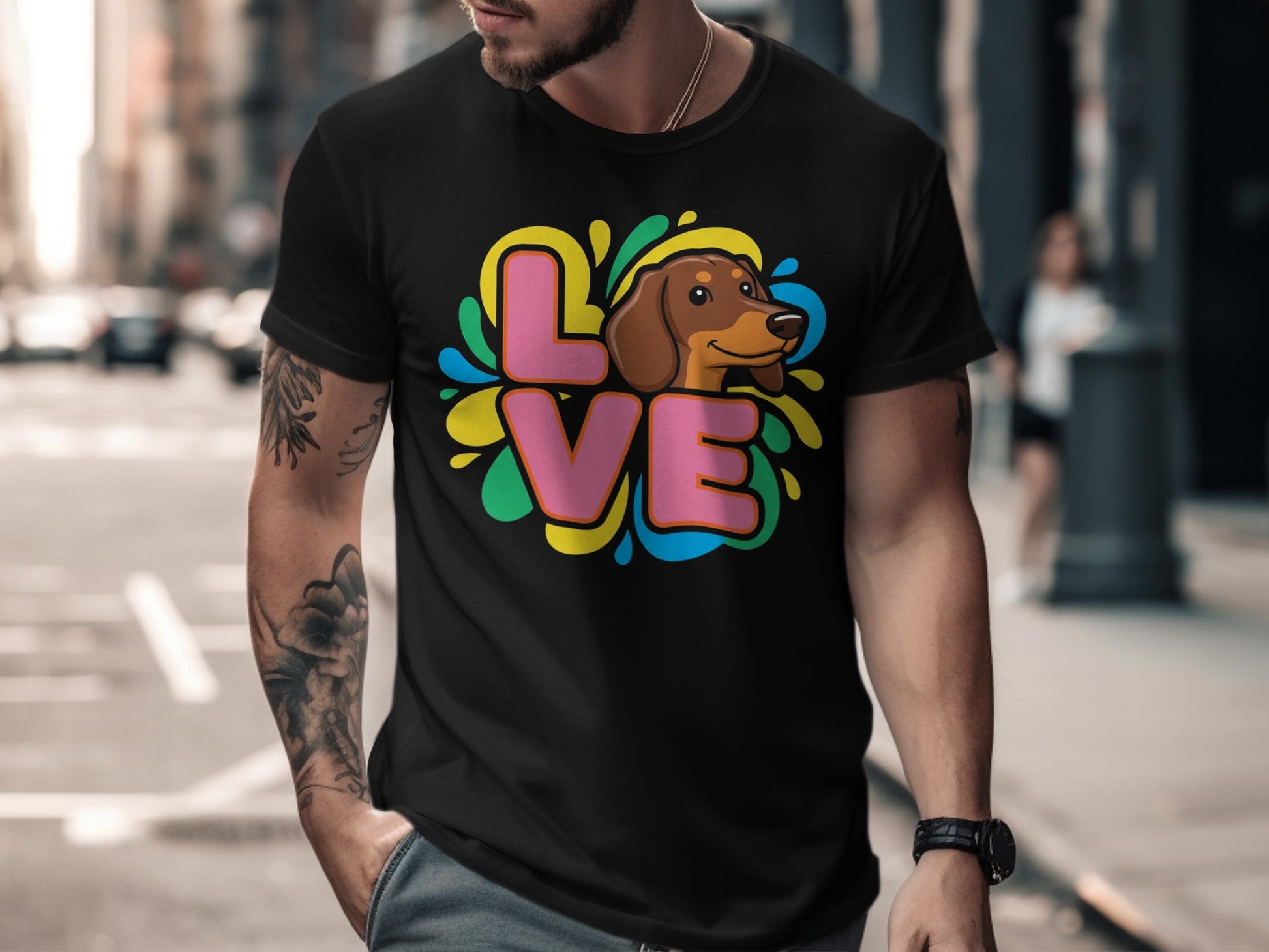 Love Dachshund Colorful Dog Lover Graphic T-Shirt product type