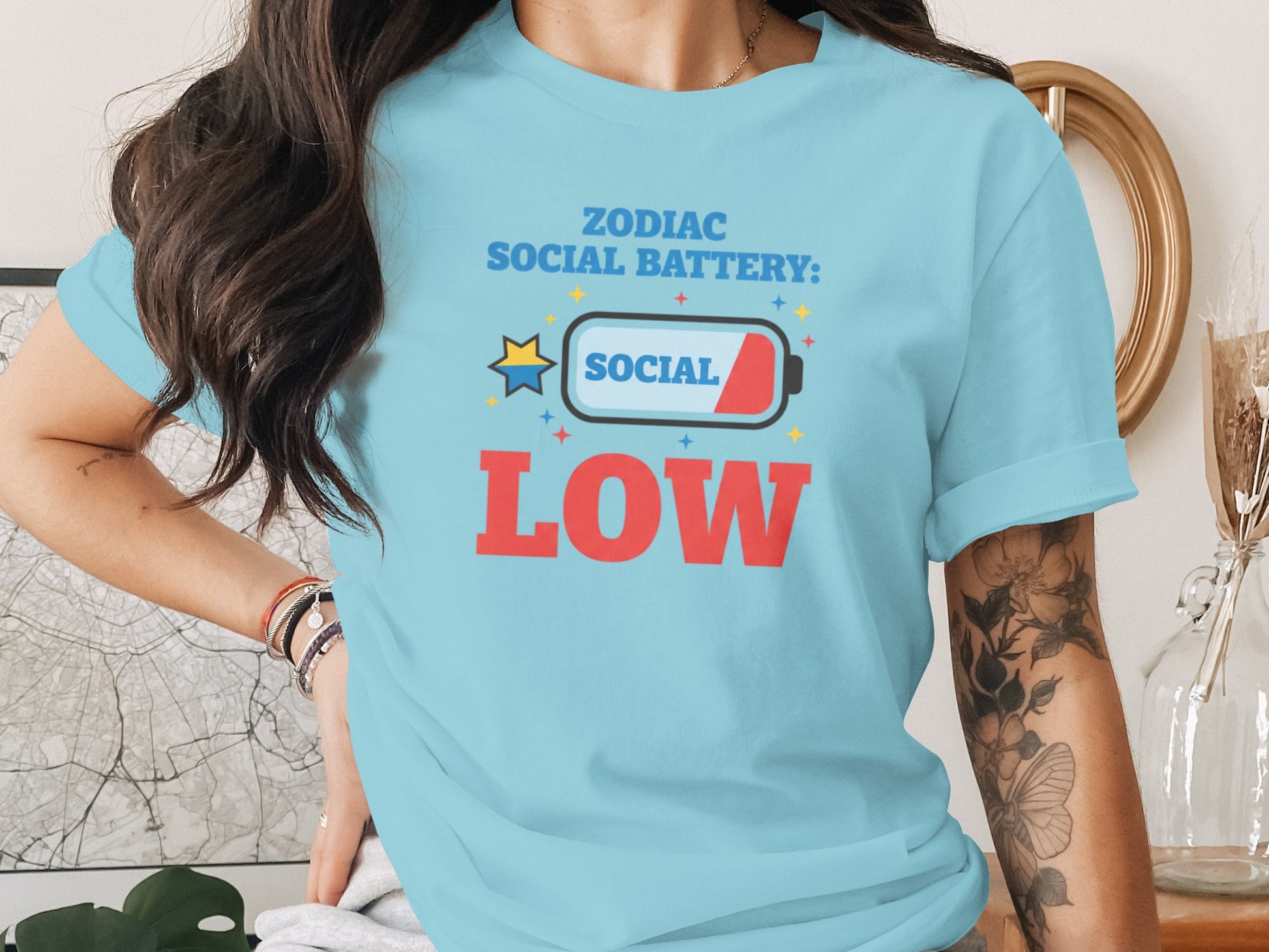 Zodiac Social Battery Social Low Graphic Tee