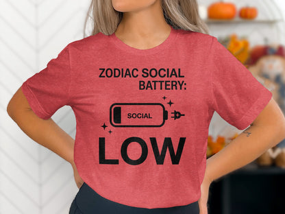 Zodiac Social Battery Low Graphic Shirt