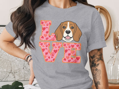 Love Beagle Dog Graphic Heart Print T-shirt product